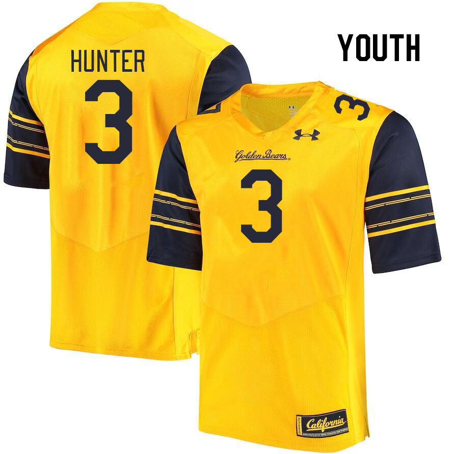 Youth #3 Jeremiah Hunter California Golden Bears College Football Jerseys Stitched Sale-Gold - Click Image to Close